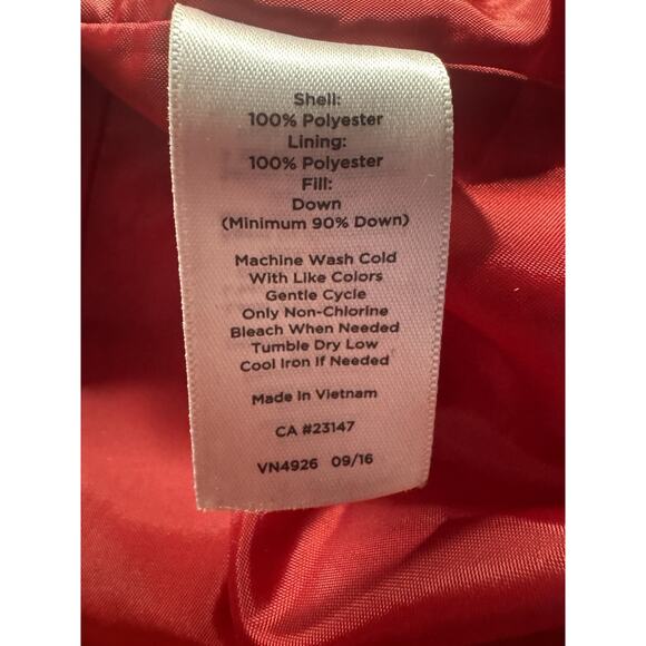 Talbots Red Down Puffer Vest Sz Large Lightweight Quilted Full Zip Winter Warm - Picture 5 of 6